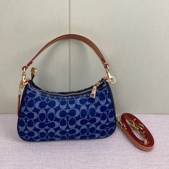 Coach Teri Shoulder Bag Signature Denim CAF82 outlet new - Picture 2 of 8